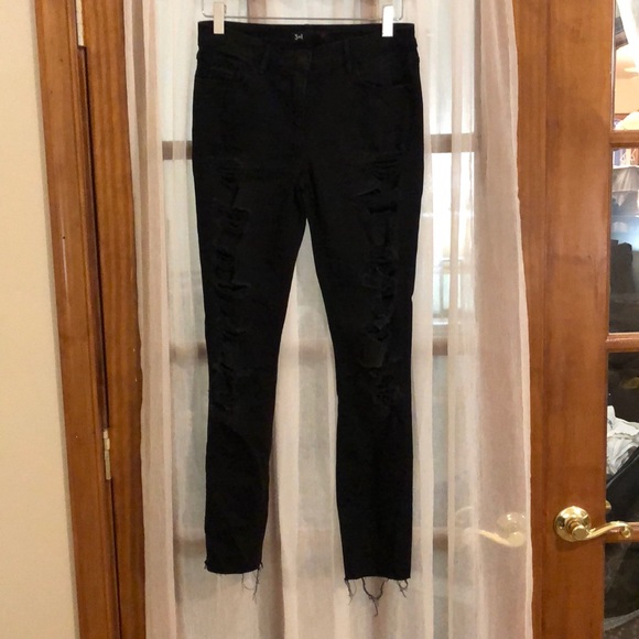 3x1 Destroyed Black Skinny Jean - Picture 1 of 6